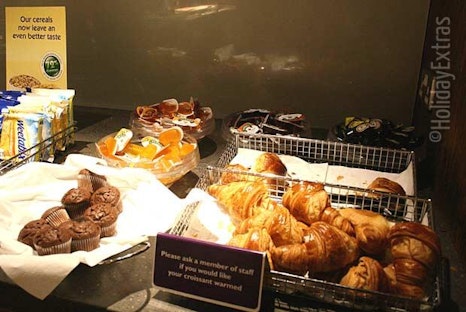 A selection of pastries are available for breakfast at the Premier Inn A23 Airport Way