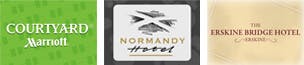 Hotels at Glasgow airport with hotel parking Courtyard Marriott Hotel Normandy Hotel Erskine Bridge Hotel logos