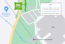 birmingham ibis styles - walking route to monorail